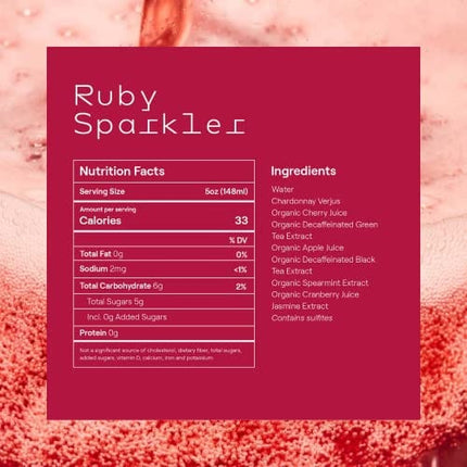 Lili Non Alcoholic Drinks - Made with Verjus, Real Fruits, Teas, and Botanicals - Carbonated Non Alcoholic Drinks, No Artificial Flavors & No Added Sugar, 6-Pack of 8 fl oz Cans (Ruby Sparkler)