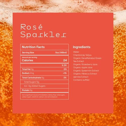 Lili Non Alcoholic Drinks - Made with Verjus, Real Fruits, Teas, and Botanicals - Carbonated Non Alcoholic Drinks, No Artificial Flavors & No Added Sugar, 6-Pack of 8 fl oz Cans (Rosé Sparkler)