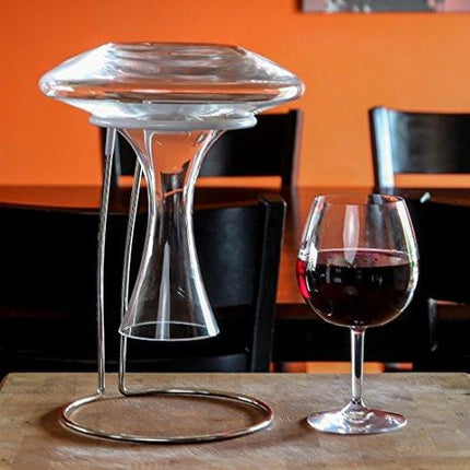 Lily's Home Wine Decanter Drying Stand with Rubber Coated Top to Prevent Scratches, Includes Cleaning Brush, For Standard Large Bottomed Wine Decanters, Decanter and Wine Glass NOT Included