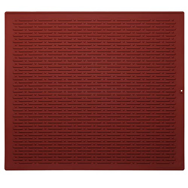 LIMNUO Silicone Dish Drying Mat Easy Clean Dishwasher ,Non-Slip (Coffee, L(18"×16"))