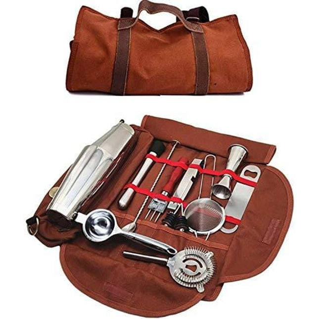 Bartender Kit Bag Set, 12 Piece Bar Tool Set Fully Padded, CBBK0001 (Bag+Tools)