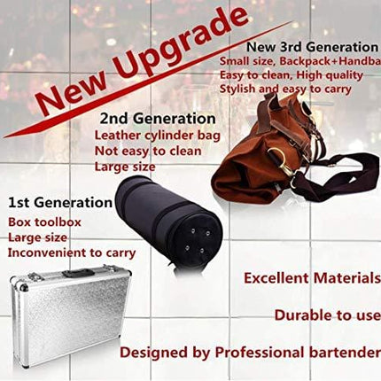 Bartender Kit Bag Set, 12 Piece Bar Tool Set Fully Padded, CBBK0001 (Bag+Tools)