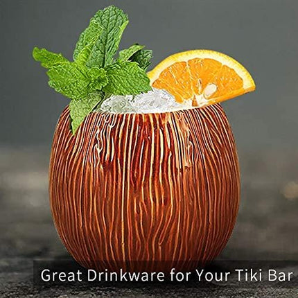Ceramic Mug Set of 2, Coconut Shape Mug For Gifts Cups And Mugs Collections New Year Decoration Tiki Mug (520ml/17oz) (2)