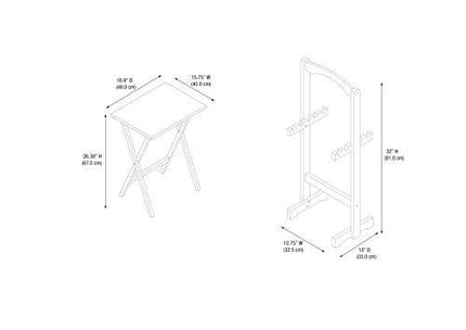 Linon Tray Table Set, 15.75"D x 18.9"W x 26.38"H, White
