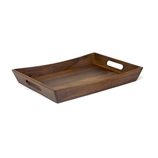 Lipper International Acacia Curved Serving Tray, 19.88" x 14" x 2.5"