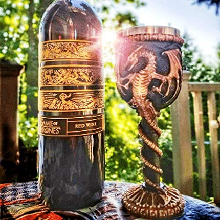 Medieval GOT Dragon Chalice Goblet Dungeons & Dragons Game Gift Ideas of Thrones Merchandise Drinking Cup Vessel with Wine Drip Ring