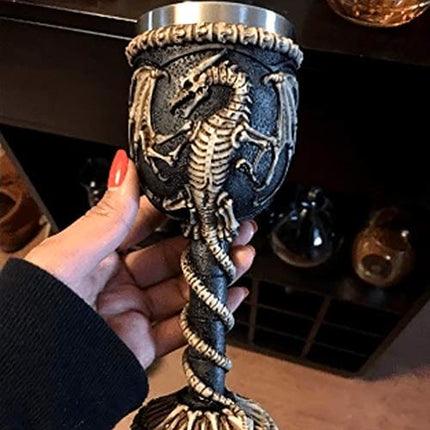 Medieval GOT Dragon Chalice Goblet Dungeons & Dragons Game Gift Ideas of Thrones Merchandise Drinking Cup Vessel with Wine Drip Ring