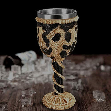 Medieval GOT Dragon Chalice Goblet Dungeons & Dragons Game Gift Ideas of Thrones Merchandise Drinking Cup Vessel with Wine Drip Ring
