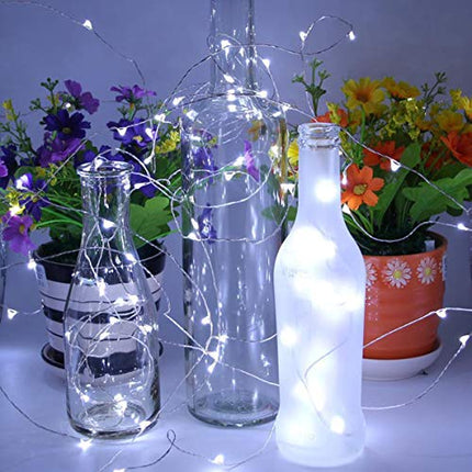 LiyuanQ Wine Bottle Lights with Cork, 15 Pack Battery Operated Cork Lights + 9 PCS Extra Replacement Batteries with Fairy Mini String Lights for Party Wedding Decor Cool White (Bottle not Included)