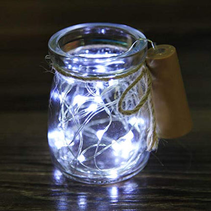 LiyuanQ Wine Bottle Lights with Cork, 15 Pack Battery Operated Cork Lights + 9 PCS Extra Replacement Batteries with Fairy Mini String Lights for Party Wedding Decor Cool White (Bottle not Included)