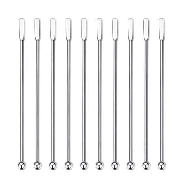 10PSC Premium Stainless Steel Coffee Stirrers Swizzle Sticks - Lotsun 7.5 Inches Coffee Cocktail Beverage Drink Stirrer Stick, Reusable Stir Sticks for Bar, Home, Office