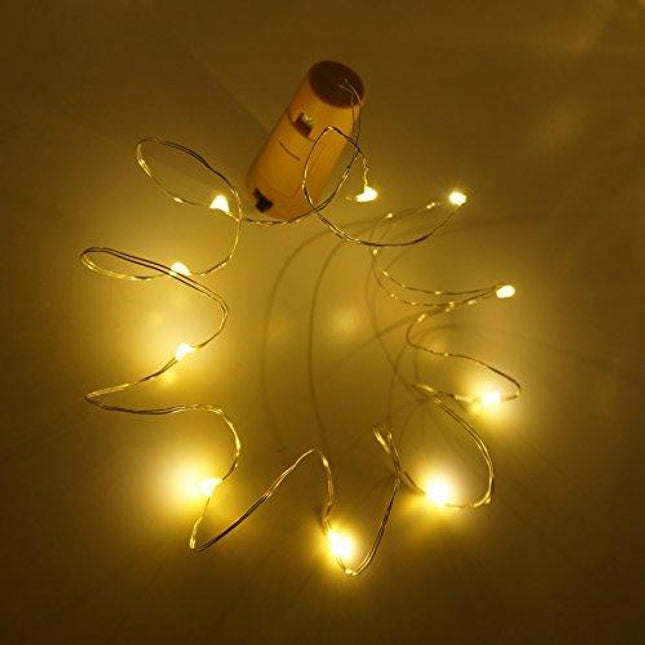 Wine Bottle Lights with Cork, LoveNite 10 Pack Battery Operated LED Cork Shape Silver Wire Colorful Fairy Mini String Lights for DIY, Party, Decor, Christmas, Halloween,Wedding(Warm White)