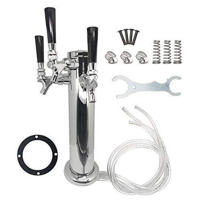 Triple Tap Beer Dispenser Tower - LUCKEG Brand 3 inch Beer Kegerator Beer Tower with 3 Beer Faucet for Home Brewing Beer Kegging