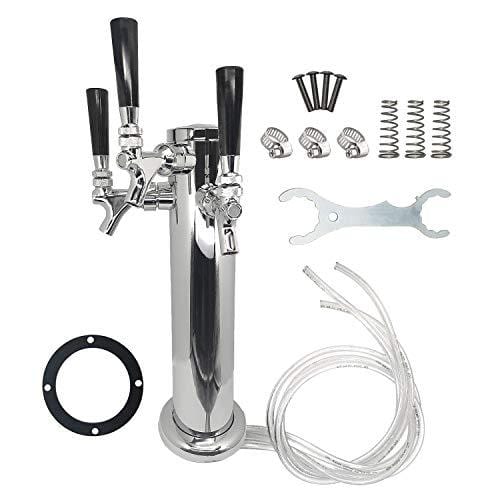 Triple Tap Beer Dispenser Tower - LUCKEG Brand 3 inch Beer Kegerator Beer Tower with 3 Beer Faucet for Home Brewing Beer Kegging