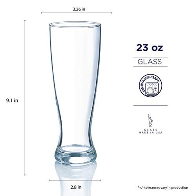 Luminarc Craft Brew 23 Ounce Grand Pilsner, Set Of 4, Clear
