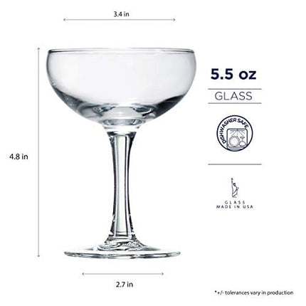 Luminarc FBA_J6576 Barcraft Coupe Cocktail (Set of 4), 5.5 oz, Clear, Martini