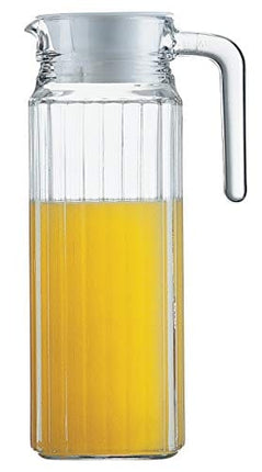 Luminarc Quadro Jug with White Lid, 37 ounce, Clear