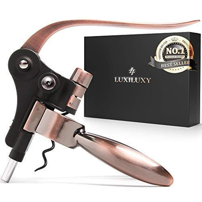 Wine Bottle Opener Corkscrew Set – Luxiluxy [2021 upgraded, does NOT break!] Including Foil Cutter, Bottle Stopper, Opener Stand and Extra Spiral - corkscrews wine opener set- wine opener kit
