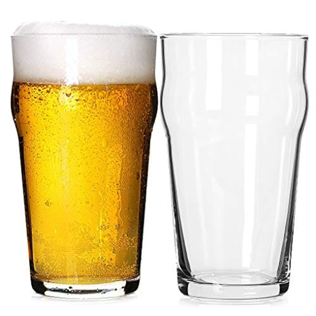 Pint Glasses,20 OZ British Beer Glass,Classics Craft Beer Glass,Prime Beer Drinking Glasses Tumbler Set of 2, Pub Beer Glasses,Unique Beer Drinking Glasses Easy Stacking in The Cupboard