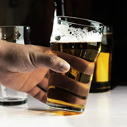 Pint Glasses,20 OZ British Beer Glass,Classics Craft Beer Glass,Prime Beer Drinking Glasses Tumbler Set of 2, Pub Beer Glasses,Unique Beer Drinking Glasses Easy Stacking in The Cupboard