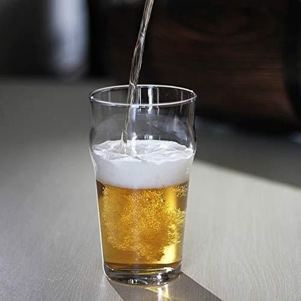 Pint Glasses,20 OZ British Beer Glass,Classics Craft Beer Glasses,Premium Beer Drinking Glasses Tumbler Set of 4, Pub Beer Glasses,Unique Design Beer Drinking Glasses Easy Stacking in The Cupboard