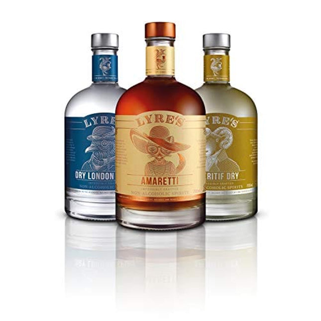 Lyre's Orchard Fizz Non-Alcoholic Set (Pack of 3) | Dry London (Gin Style), Amaretti (Amaretto Style) & Aperitif Dry (Dry Vermouth Style) | Award Winning | 23.7 Fl Oz