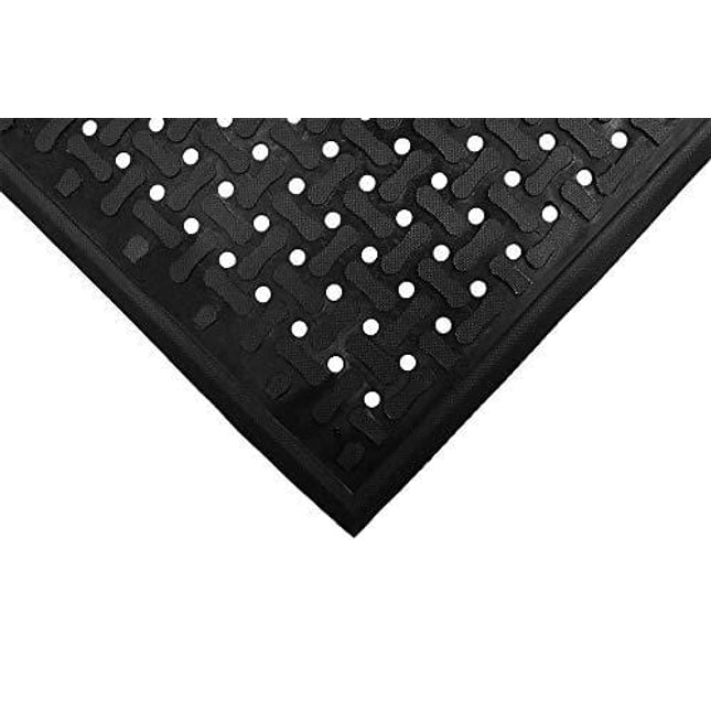 Comfort Flow | Commercial-Grade Drainable Anti-Fatigue Mat for Wet Areas, Slip Resistant, Chemical Resistant, Welding Safe, Grease and Oil Proof, (Black, 4' x 6')