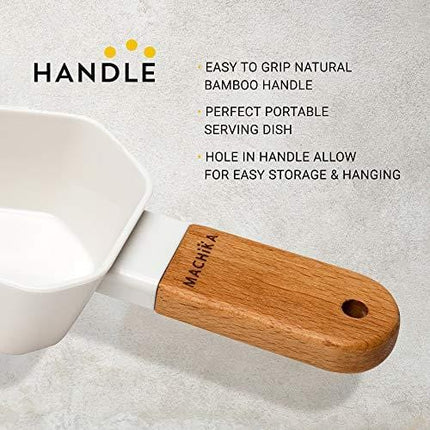 Machika Divided Serving Dish with Plastic Compartments and Bamboo Handle, Relish Tray, Perfect Serving Bowl for Parties, Nuts, Fruits, Chips and Dip Platter, Candy, Snacks Bar, Appetizer and Much More