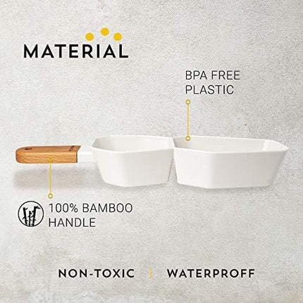 Machika Divided Serving Dish with Plastic Compartments and Bamboo Handle, Relish Tray, Perfect Serving Bowl for Parties, Nuts, Fruits, Chips and Dip Platter, Candy, Snacks Bar, Appetizer and Much More