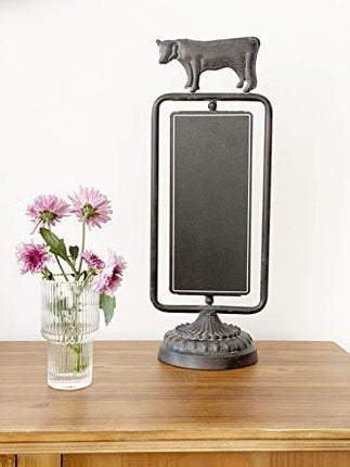 Rustic Farmhouse Tabletop Chalkboard Sign,Metal Frame Decorative Chalkboard on Stand - Black 16" H