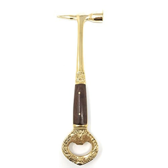 Madison Bay Company Polished Brass Ice Pick, Hammer and Bottle Opener, 3 In 1 Bar Tool, 7.25 Inches Long