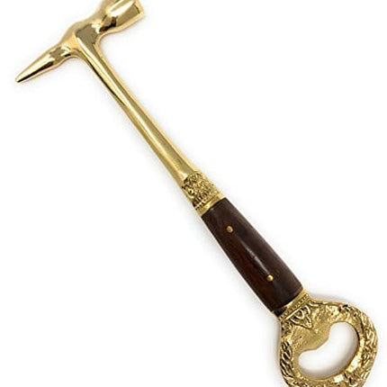 Madison Bay Company Polished Brass Ice Pick, Hammer and Bottle Opener, 3 In 1 Bar Tool, 7.25 Inches Long
