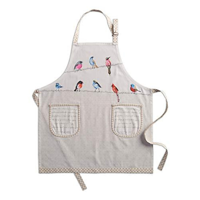 Maison d' Hermine Birdies on Wire 1 Piece 100% Cotton Apron with an Adjustable Neck & Two Side Pockets with Long Ties for Women/Men Chef (27.50"x31.50")