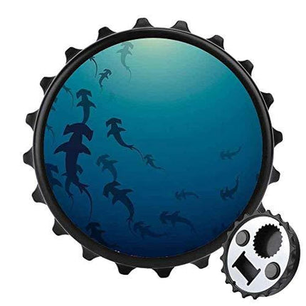 Bottle Opener,Hammerhead Shark Ocean Dangerous Wild Nature Beer Openers,Fridge Magnet，Home and Office Decoration Magnetic Sticker 3.1in
