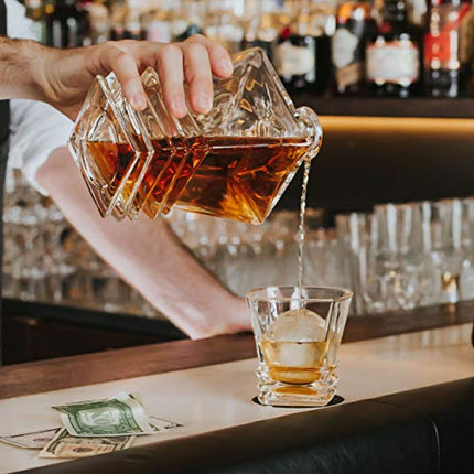 27oz Whiskey Decanter & Glass Set For Men and Women. Liquor Decanter Sets With Glasses for Scotch Whisky, Bourbon, Cognac, Tequila. Crystal Whiskey Decanters For Alcohol.
