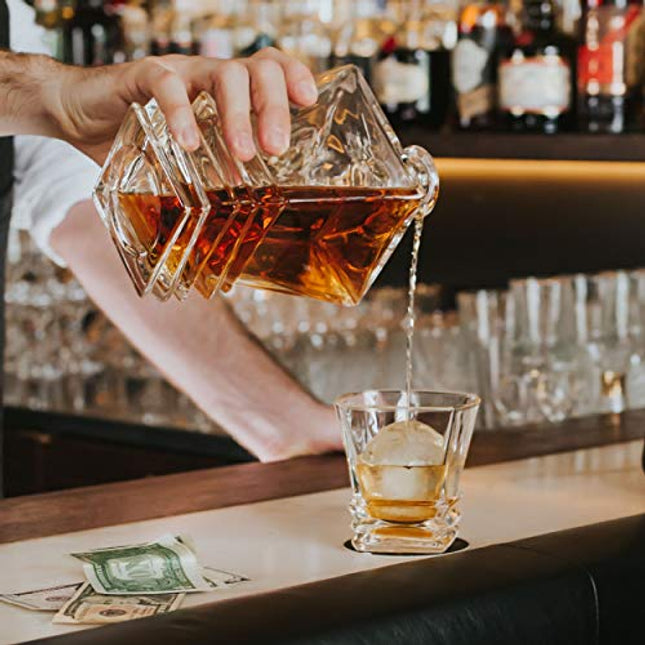 27oz Whiskey Decanter & Glass Set For Men and Women. Liquor Decanter Sets With Glasses for Scotch Whisky, Bourbon, Cognac, Tequila. Crystal Whiskey Decanters For Alcohol.