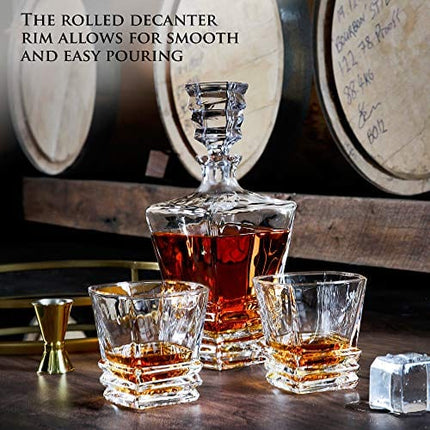27oz Whiskey Decanter & Glass Set For Men and Women. Liquor Decanter Sets With Glasses for Scotch Whisky, Bourbon, Cognac, Tequila. Crystal Whiskey Decanters For Alcohol.