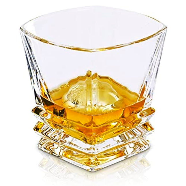 Maketh The Man Crystal Whiskey Glass Set of 2.10oz Bourbon Glass Set for Men. Double Old Fashioned Glass for Scotch Whisky & Other Liquor. Art Deco Rocks Glasses