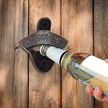 15Pcs Cast Iron Bottle Openers Wall Mount Bottle Opener Vintage Rustic Bar Bottle Opener Rustic Beer Cap Opener with Mounting Screws for Kitchen Cafe Bars (Arrow)