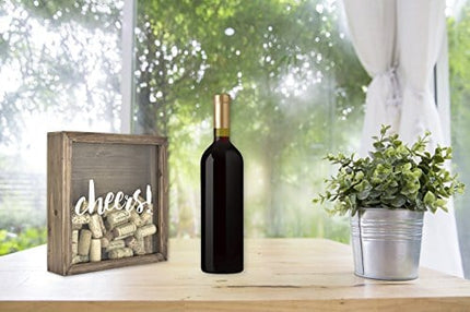 MCS 66959 Bar None Cheers Wine Cork Holder Shadowbox, 10"x10", Brown