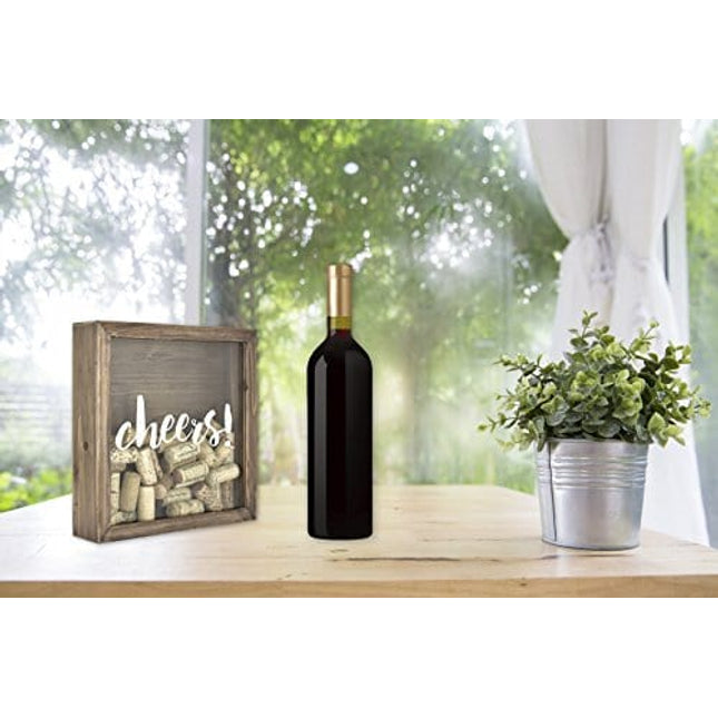MCS 66959 Bar None Cheers Wine Cork Holder Shadowbox, 10"x10", Brown