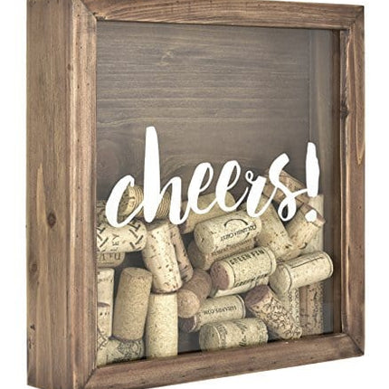 MCS 66959 Bar None Cheers Wine Cork Holder Shadowbox, 10"x10", Brown