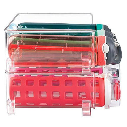 mDesign Modern Plastic Stackable Vertical Standing Water Bottle Holder Stand - Storage Organizer for Kitchen Countertops, Pantry, Fridge - Each Rack Holds 3 Containers, 2 Pack - Clear