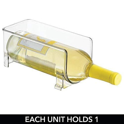 mDesign Plastic Free-Standing Water Bottle and Wine Rack Storage Organizer for Kitchen Countertops, Table Top, Pantry, Fridge - Stackable, Each Rack Holds 1 Bottle, 2 Pack - Clear