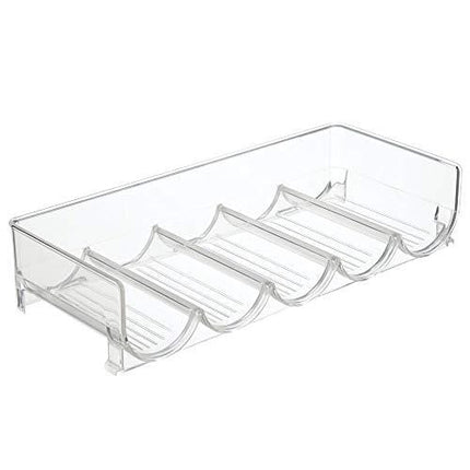 mDesign Plastic Free-Standing Water Bottle and Wine Rack Storage Organizer for Kitchen Countertops, Table Top, Pantry, Fridge - Stackable - Holds 5 Bottles Each, 2 Pack - Clear
