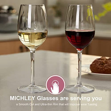 MICHLEY Unbreakable Red Wine Glasses, Tritan Plastic Shatterproof Wine Goblets 12.5 oz, Set of 4