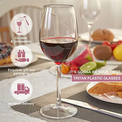 MICHLEY Unbreakable Red Wine Glasses, Tritan Plastic Shatterproof Wine Goblets 12.5 oz, Set of 4