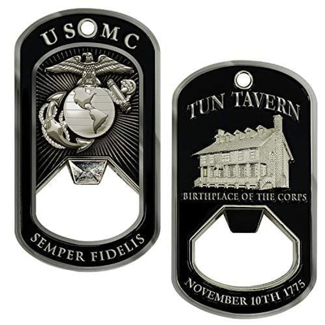 USMC Tun Tavern Dog Tag Bottle Opener- Marine Corps Birthday Challenge Coin