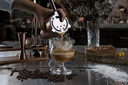 Mint&Mortar 7-Piece Cocktail Shaker Set with Bamboo Stand Stainless Steel Mixology Bartender Kit with Bar Tools for the home & professional Great Martini/Margarita 24oz mixer in Unique Brushed Copper