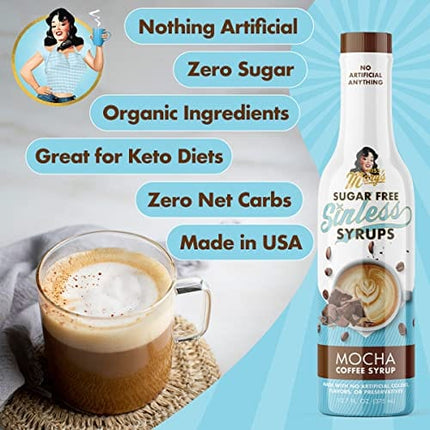 Miss Mary’s Sinless Syrups Classic Collection - Sugar Free Coffee Syrup, No Sugar, Keto Friendly, Plant Based, Natural Ingredients, No Artificial Sweetener, Madagascar Vanilla, Caramel, Mocha, 3 Pack